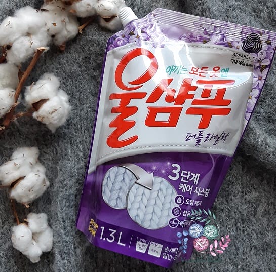 Жидкое средство Aekyung Wool Shampoo Purple Lilac, свежесть, с/блок 1300л (Корея)